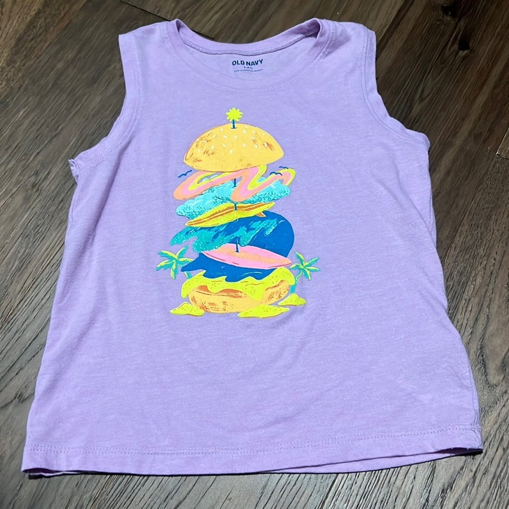 Cheeseburger in Paradise Tank Top Youth Girls S 6/7